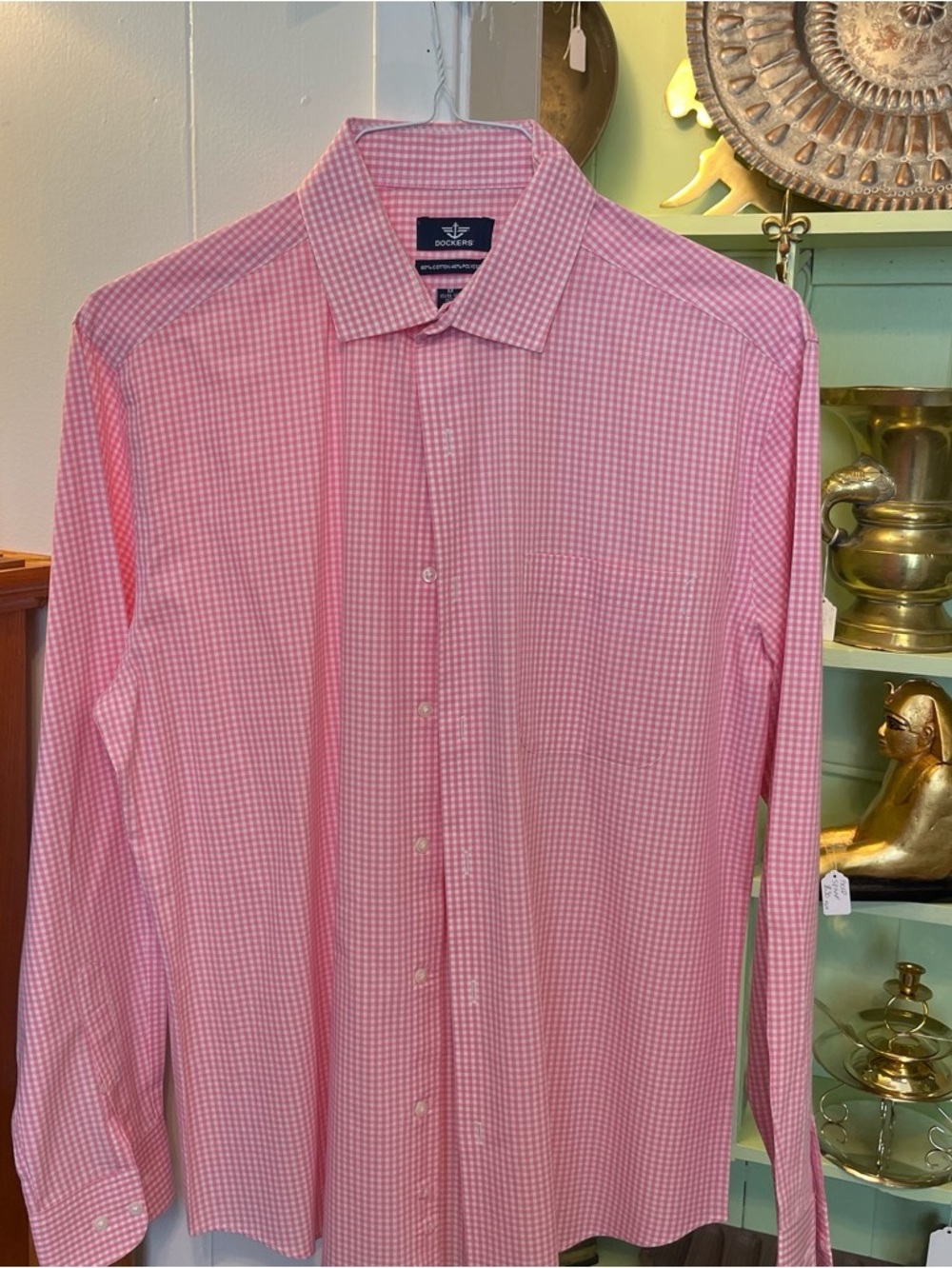 Dockers Pink and White Checkered Gingham Shirt